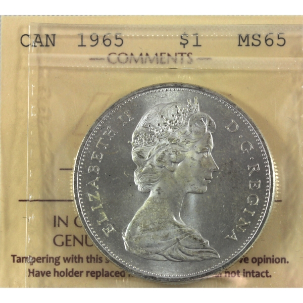 Silver $1 1965 SB B5 Type 2 ICCS MS65