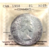 Image 1 : Silver $1 1958 ICCS MS65