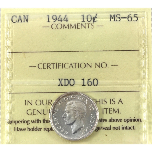 10-cent 1944 ICCS MS65