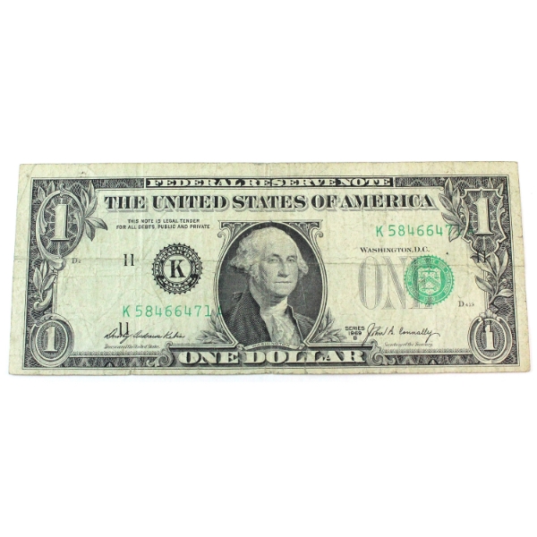ERROR USA 1969 Bank of Dallas, Texas $1 Serial # Shifted into Design SN: K58466471A 