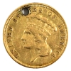 Image 2 : USA Gold 1854 Indian Princess Head $3 VF-EF (Hole)