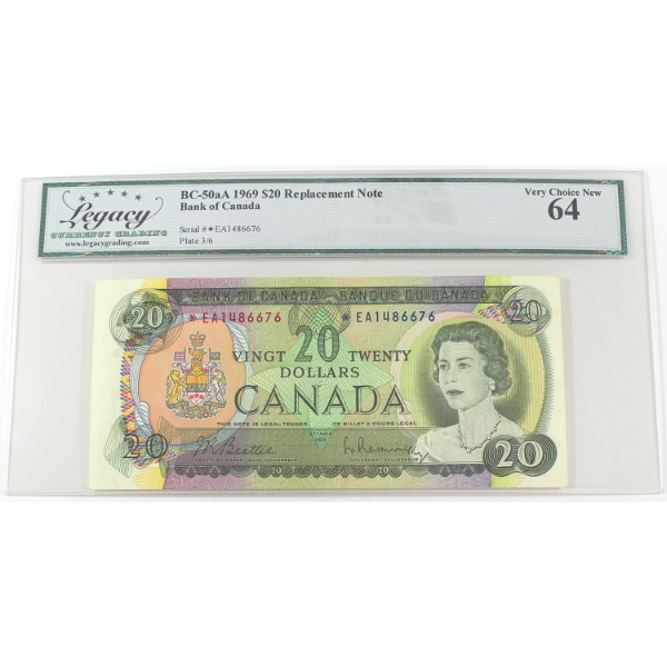BC-50aA 1969 $20 *EA Replacement Legacy CUNC64 Beattie-Rasminsky SN: *EA1486676