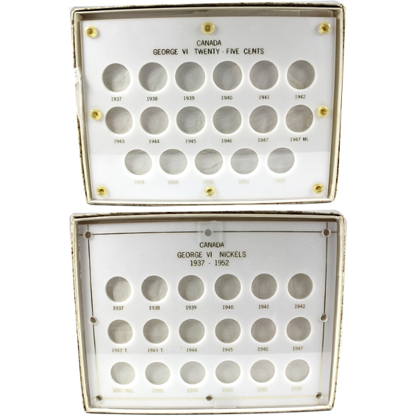 Empty George VI 25-cent & Nickels 1937-1952 Vintage Coin Holders. 2pcs