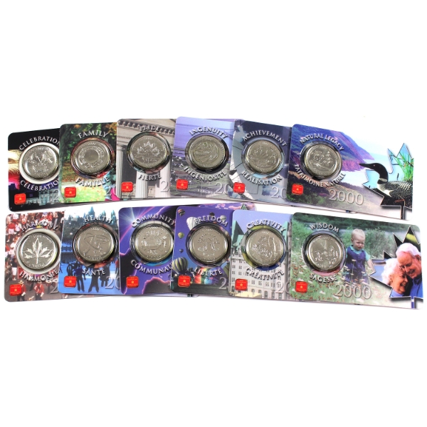 Set of 12x 2000 25-cent Millennium Coin in Card 