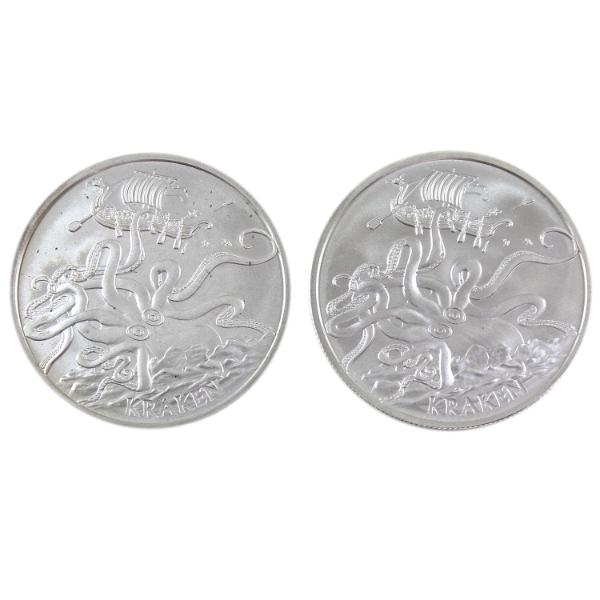 2x 1oz Anonymous Mint The Kraken .999 Fine Silver Rounds. 2pcs (Tax Exempt)
