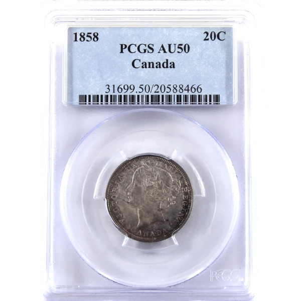 20-cent 1858 PCGS AU50