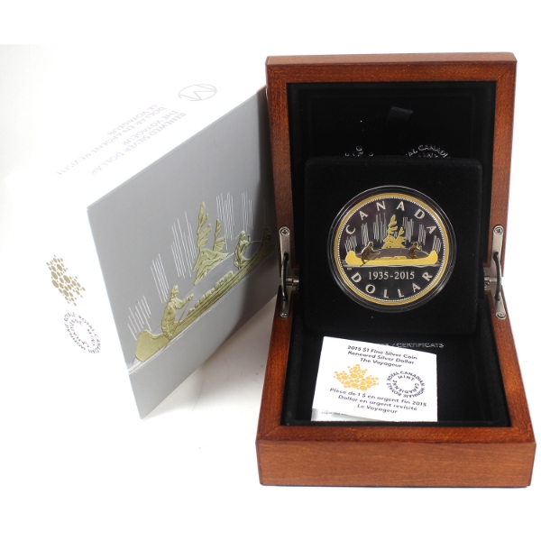 2015 $1 Renewed Silver Dollar: The Voyageur 2oz .9999 Fine Silver Coin (Tax Exempt)