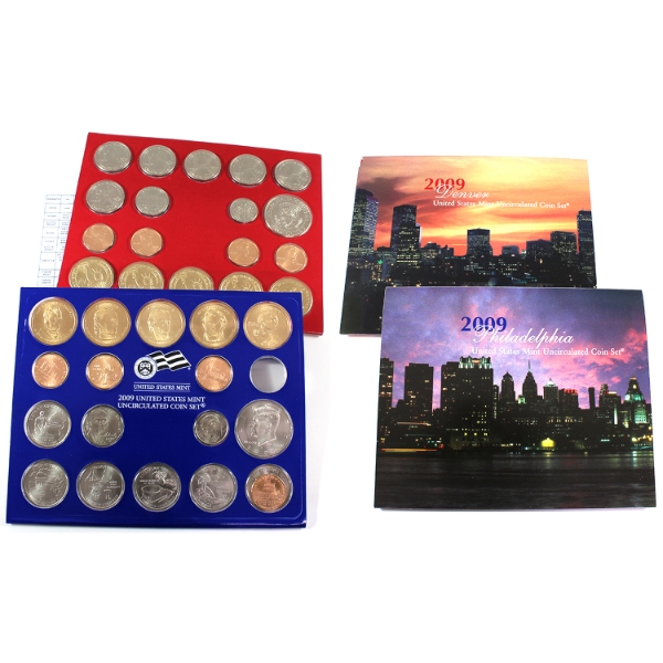 USA 2009 Philadelphia & Denver United States Mint Uncirculated Coin Sets. 2pcs.