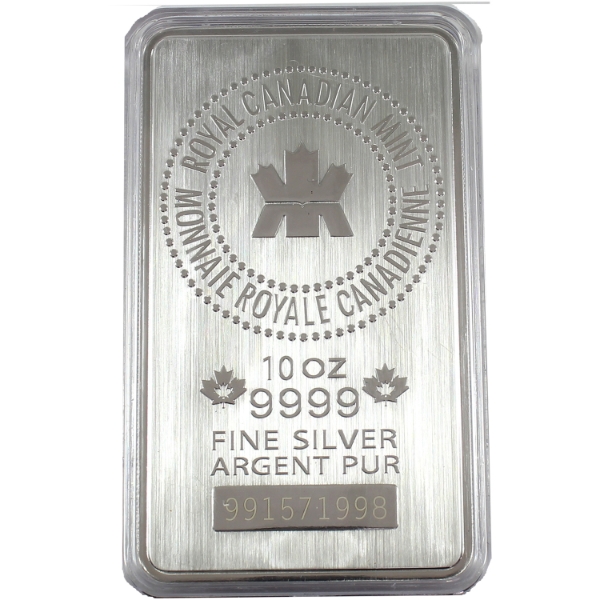 10oz Encapsulated RCM .9999 Fine Silver Bar (Tax Exempt)