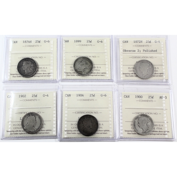 25-cent 1872-1904 ICCS AG3 to G6