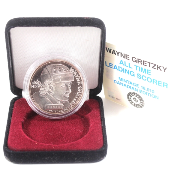 1oz All Time NHL Leading Scorers-Wayne Gretzky .999 Silver Round (Tax Exempt)