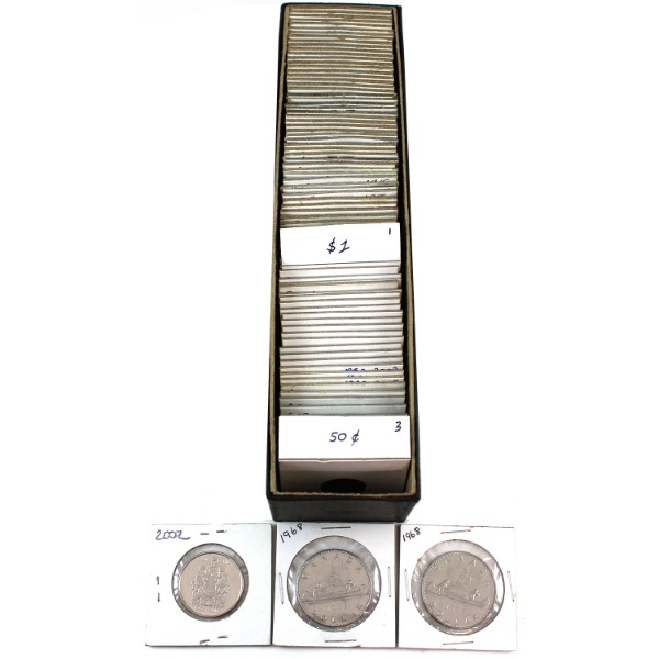 Estate Lot of 50-cent 2002-2011 & $1 1968-1971 Coins. 84pcs.