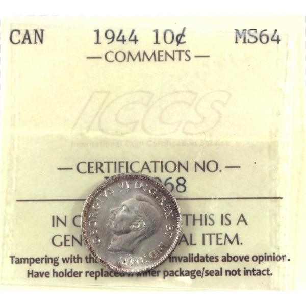 10-cent 1944 ICCS MS64