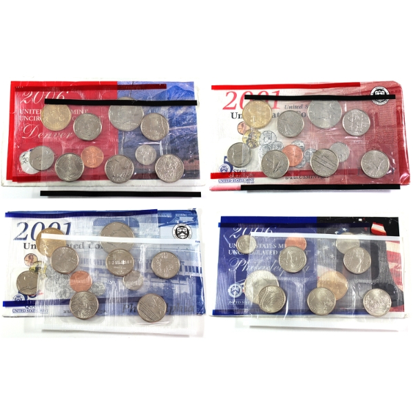 USA 2001 & 2006 Uncirculated Coin Sets. 4pcs.