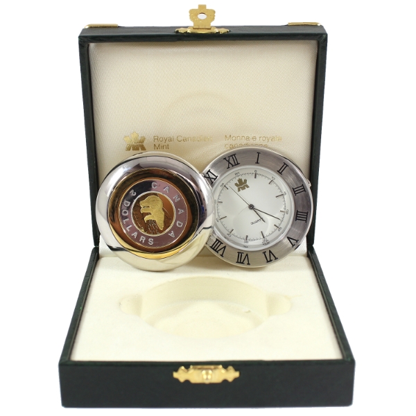 2000 $2 Royal Canadian Mint Desk Clock Watch in Original Case
