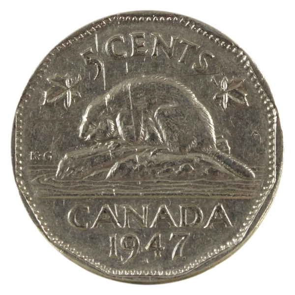 5-cent 1947 Dot VF30