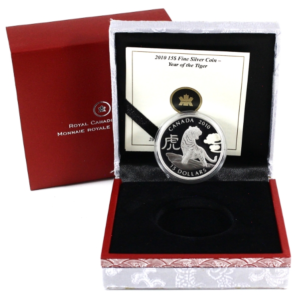 2010 $15 Year of the Tiger Fine Silver Coin (Tax Exempt)