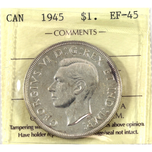 Silver $1 1945 ICCS EF45