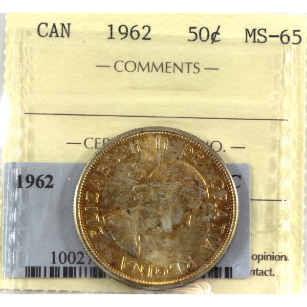 50-cent 1962 ICCS & PCGS MS65