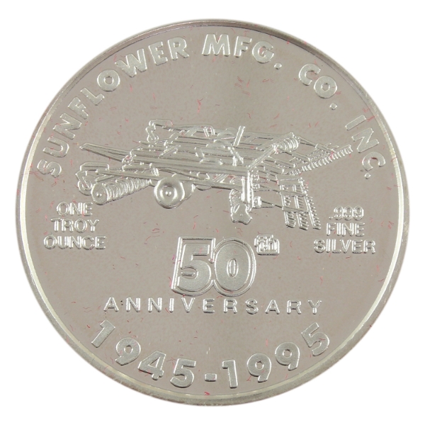 1oz Sunflower MFG Co Inc 1995 50th Anniversary "World's Finest Tillage" .999 Silver Round