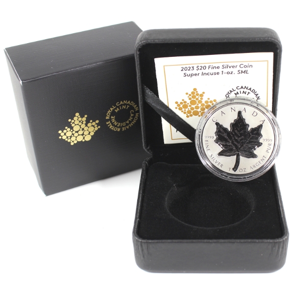 2023 $20 Super Incuse 1-oz SML .9999 Fine Silver Coin w/ Selective Rhodium Plating (Tax Exempt)