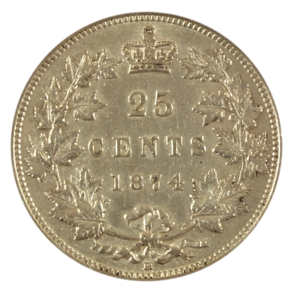 25-cent 1874H EF-AU