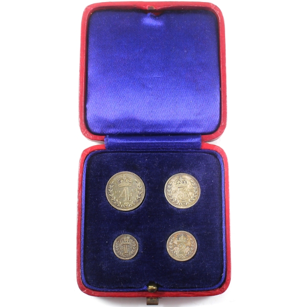 Great Britain Maundy Set 1945 King George VI 4pc Sterling Silver in Original Case