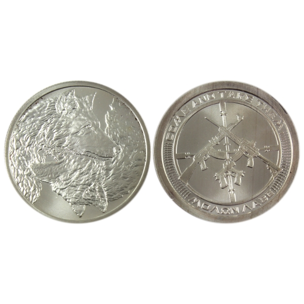 2x 1oz Silver Shield 2020 Come & Take Them, & 2025 Two Wolves .999 Fine Silver Rounds. 2pcs.