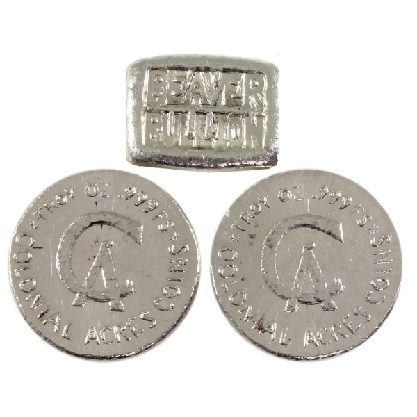3x 1oz Beaver Bullion .999 Fine Silver Rounds & Bar. 3pcs (Tax Exempt)