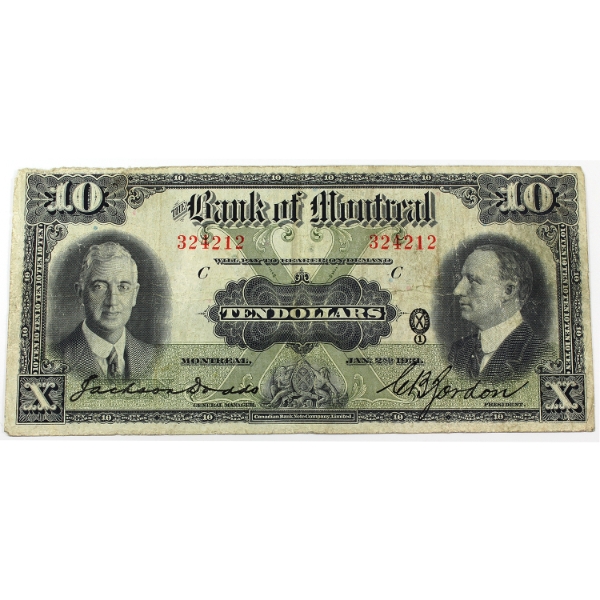 505-58-04 1931 $10 Bank of Montreal F Dodds-Gordon SN:324212 Check Letter C