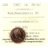 Image 1 : 1-cent 1987 ICCS MS67 Red, NBU