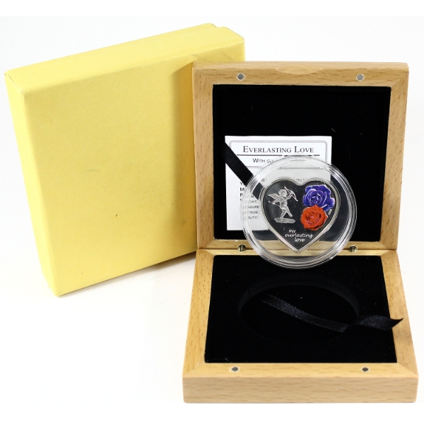 Cook Islands 2008 $5 'My Everlasting Love' Sterling Silver Coloured Proof Heart Shaped Coin