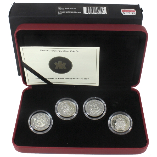 2004 50-cent Queen Elizabeth II 4-coin Sterling Silver Effigy Set