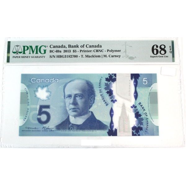 BC-69a 2013 $5 PMG Superb GEM UNC68 EPQ Macklem-Carney SN: HBG3182700