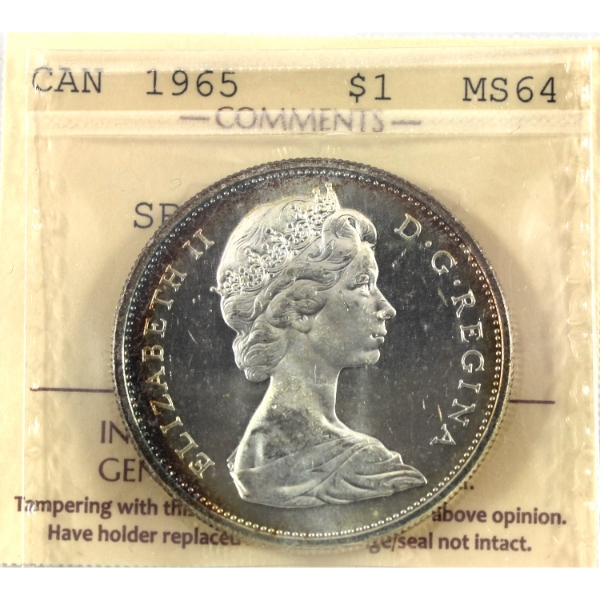 Silver $1 1965 SB B5 ICCS MS64 Cameo
