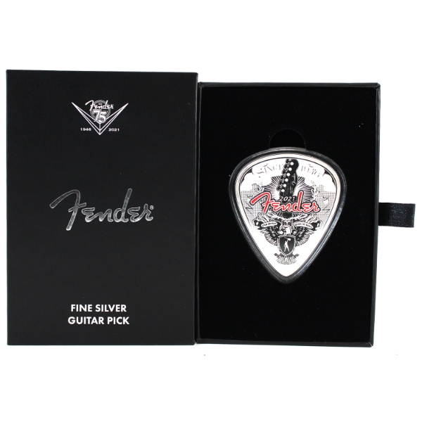 Solomon Islands Silver 2021 $2 75th Anniv. Fender 1oz Fine Silver Guitar Pick (Tax Exempt)
