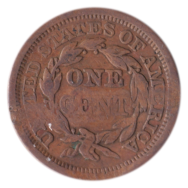 USA 1850 Large Cent Counter Stamped H. Quant