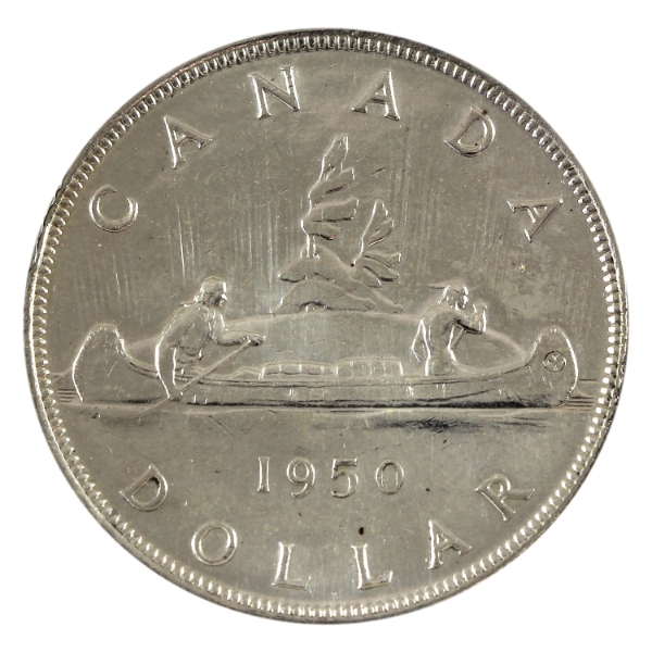 Silver $1 1950 Island Logs UNC (Cleaned)