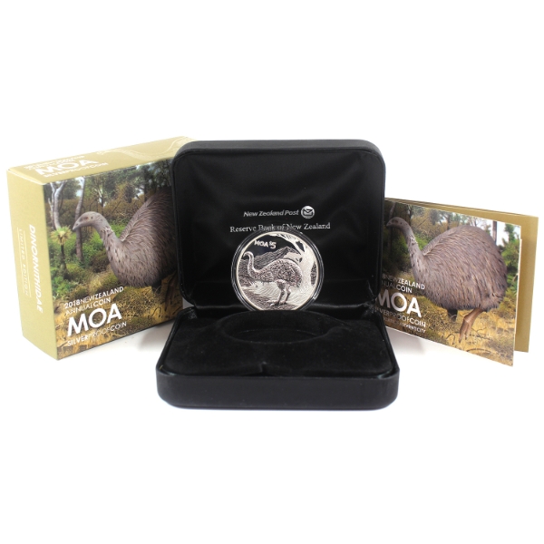 New Zealand Silver 2018 $5 Moa 1oz .999 Fine Silver Coin (Tax Exempt)