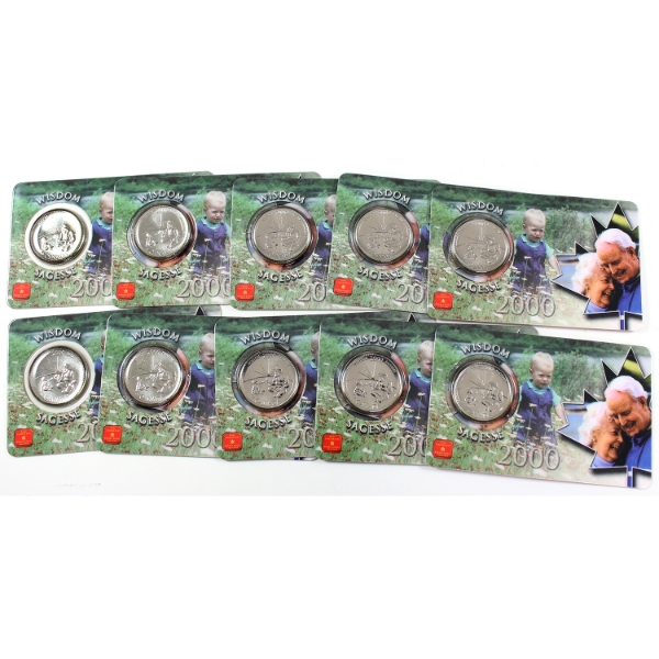 Bulk Lot of 2000 Millenium 'Wisdom' Quarters in Cards. 10pcs.