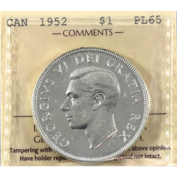 Silver $1 1952 NWL ICCS PL65