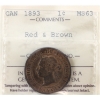 Image 1 : 1-cent 1893 ICCS MS63 Red & Brown