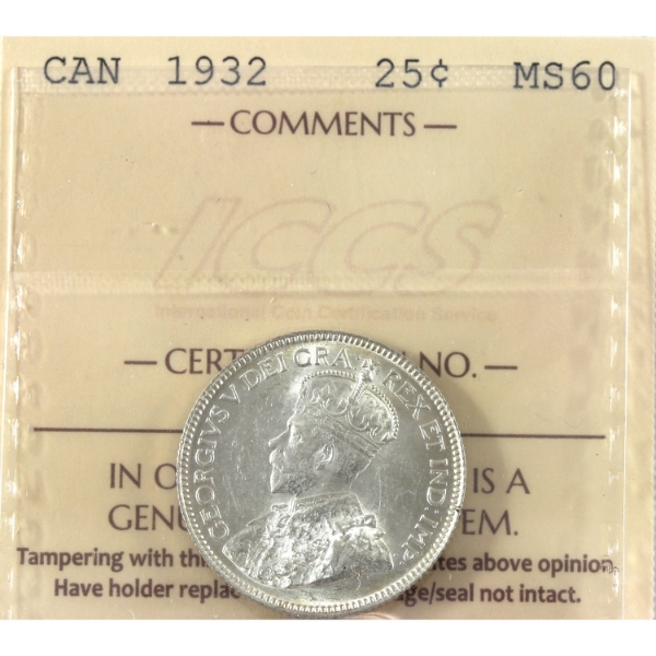 25-cent 1932 ICCS MS60