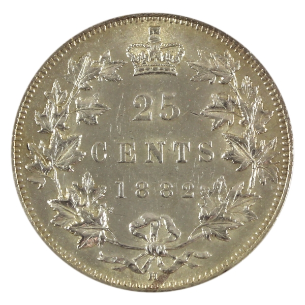 25-cent 1882H AU-UNC