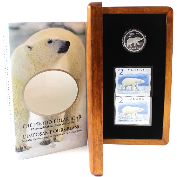 2004 $2 The Proud Polar Bear Coin and Stamp Set