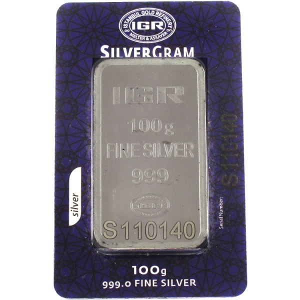 100g IGR .999 Fine Silver Bar (Tax Exempt)