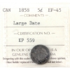 Image 1 : 5-cent 1858 Large Date ICCS EF45