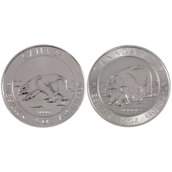 2x 1.5oz $8 2013 & 2015 Polar Bears .9999 Fine Silver Rounds. 2pcs. (Tax Exempt)