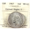 Image 1 : 50-cent 1947 Curved Right 7 ICCS MS63