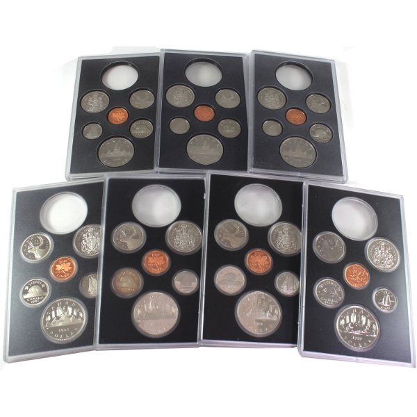 Group Lot of 1980-1986 Proof Sets Broken From RCM Proof Double Dollar Sets in Snap-lock Cases. 